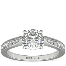 Cathedral Pavé Diamond Engagement Ring in 18k White Gold (0.23 ct. tw.)